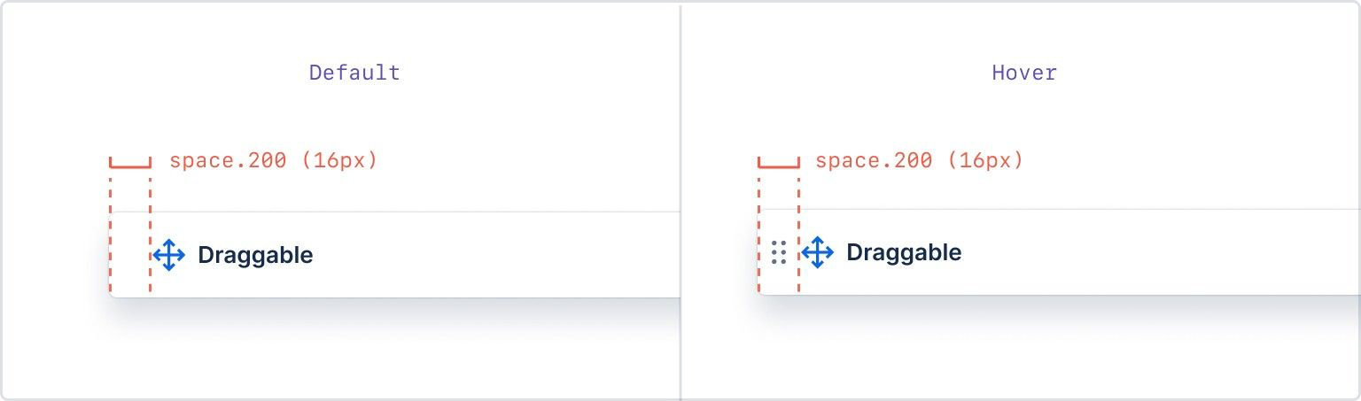 16px needs to be reserved for the drag handle